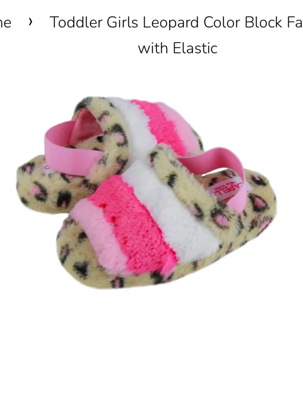Capelli of New York Toddler Girls Faux Fur Leopard Slip-On Slippers in Pink